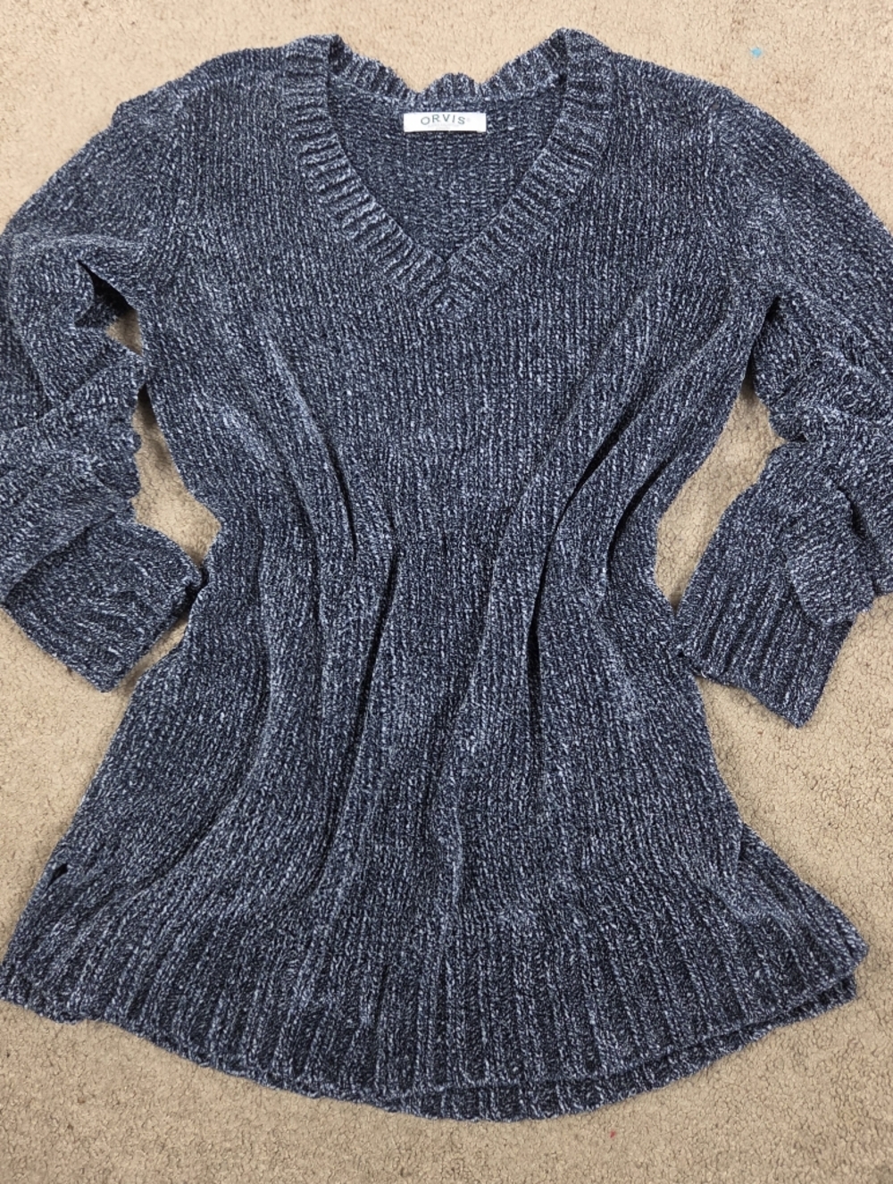Orvis Women's Heathered Navy V-Neck Sweater Tunic